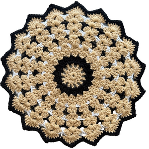 Handmade Crochet Doily in Black and Tan